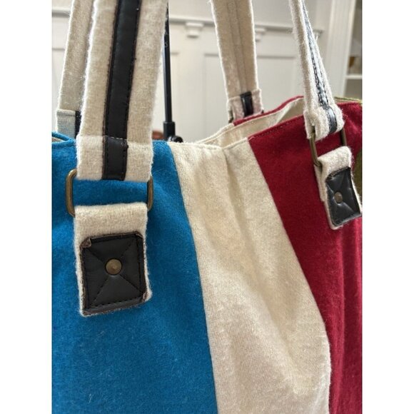Two’s Company Wool Multicolor striped large tote bag - Picture 7 of 14